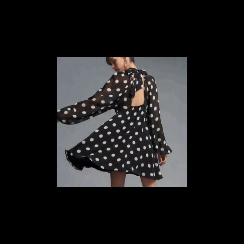 Maeve by Anthropology Polka Dot Dress, Size: S, Black & White